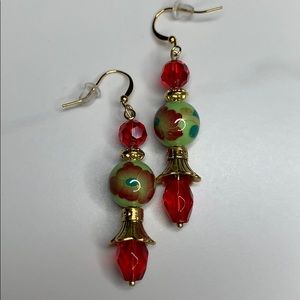 3/$20 Glass bead dangle artisan earrings. (A1029)
